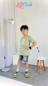 Lily And Clark Kaos Anak Laki-Laki Warna Sage Green KLC73