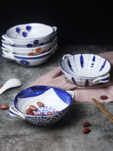 Bát Đựng Cơm Chiên Kiểu Nhật Bản Bằng Gốm Sứ Tráng Men Xanh Hoa Họa Tiết Cổ Điển Dùng Trong Gia Đình 75 Inch Bát Đựng Súp Kiểu Hàn Quốc