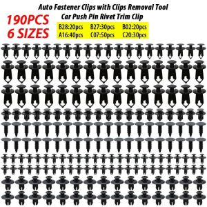 190PCS Car Retainer Auto Fasteners Push Trim Plastic Clips Pin Rivet Bumper Kit  Accessories For Vehicles
