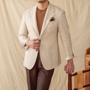 100% Linen Mens Suit Casual Slim Fit