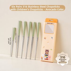 Non-slip 316 Stainless Steel Chopsticks Family Set