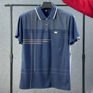 Mens middle-aged T-shirt summer new Polo slimming high-end fashion dad pocket loose casual shirt