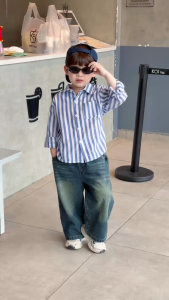 Áo sơ mi kẻ sọc dài tay phong cách STREET 3 màu cho bé trai size 9kg tới 25kg BERNIE KIDS H1025B77Đ