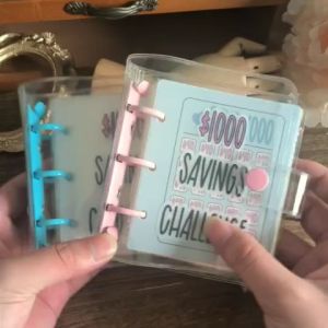 Money Saving Cashbook Mini Compact Portable Loose Leaf Storage Clip Mini Money Saving Challenge PVC Material Waterproof Tape Stickers 25 Sheets
