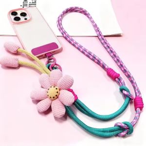 Portable Creative Flowers Call Phone Lanyard Rope / with Decorative Pendant / Cartoon Phone Lanyard / Crossbody Long Rope