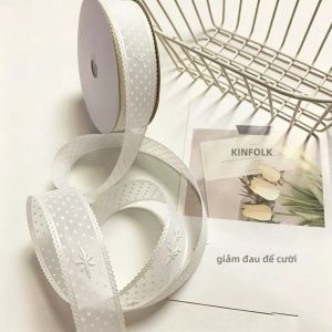 Ren Chấm Bi 2.0M Grosgrain Ruy Băng Nhật Bản Nơ Phụ Kiện Tóc Handmade DIY Bó Hoa Trang Trí Quà Tặng Dễ Thương Ins Phong Cách 100% Cotton