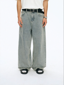 JNXS | Vintage Light Blue Washed Simple and Breathable Mens Jeans