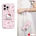 HelloKitty Magnetic Absorption iPhone pro Max Phone with Lanyard Full Cover Womens Style Lambskin Apple 16 Series Case. 