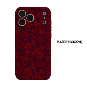 Vintage Red Floral Phone Case for iPhone 18 17 16 15 14 13 12 11 Air Pro Max Plus Double-layer Cover