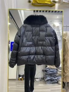 2024 Real Fox Fur Collar Winter Women White Duck Down Jacket Ladies Short Warm Puffer Coat Female Loose Vintage Parka Outerwear