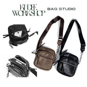 Túi đeo chéo nam vuông ba ngăn quai xích giỏ da xịn mướt cách điệu cặp dày dặn túi thời trang nam độc đáo KINDEE