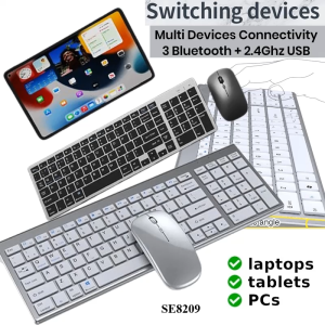 Ful size Bluetooth Wireless Keyboard Rechargeable Compact Slim 3 Modes Wireless Mouse