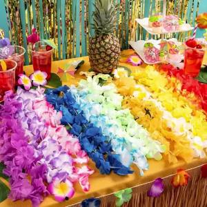 Bộ 5 Nhiệt Đới Nhân Tạo Hoa Vòng Hoa Lụa Hawaii Bãi Biển Mùa Hè Cưới Sinh Nhật Tiếp Liệu Hoa Trang Trí Dây