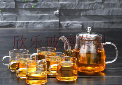 Thickened Glass Tea Set Flower Tea Pot Stainless Steel Filter Red Tea Herbal Gongfu Tea Cup Durable Heat Resistant Tea Utensils