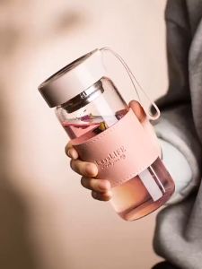 Trending Cute 510ml Glass Water Bottle/Tumbler With Filter/Botol Air Kaca 网红玻璃水瓶