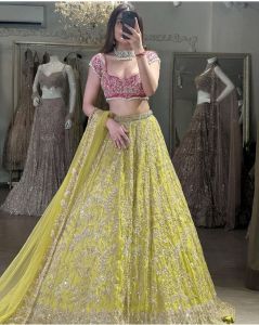 [PRE-ORDER] Semistitched Premium Georgette Embellished With Beautiful Shimmer Dori Work Lengha ( Delivery 15 days )