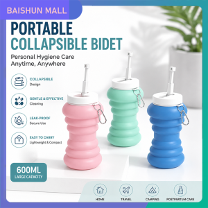 600ml Travel Bidet Foldable Large Capacity Toilet Sprayer Silicone Handheld Bidet for Personal Hygiene Cleaning