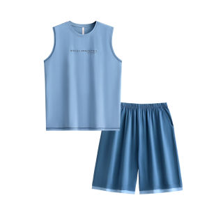yuenei | Bộ đồ ngủ cotton mùa hè cho nam Áo không tay Quần short Bộ đồ mặc nhà thoải mái Cỡ lớn Bộ đồ hai mảnh