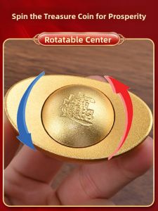 SHANYANG | Wealth Attracting Solid Sand Gold Ingots Decorative Spin Rotatable Home Or Shop Accessories