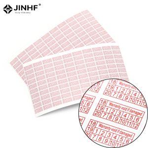 2 Sheets 200pcs Warranty Void If Removed Sticker Year Red Color Rectangle Shape Fragile Label Stickers