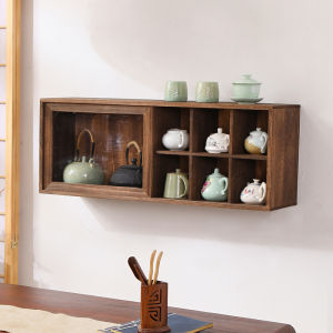 Solid Wood Chinese Antique and Curio Shelves Shelf Desktop Storage Cabinet Tea Set Tea Cup Display Cabinet Sideboards Cabinet Wall Cupboard Wall Cabinet