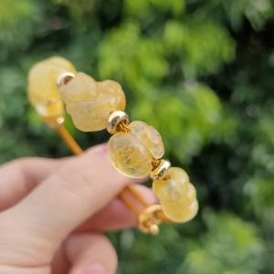 Vòng cáp ngũ điếu cỏ 4 lá hồ ly tỳ hưu túi tiền TA Tóc Vàng - Phong Thủy TUDO