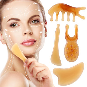 4Pcs Face Lifting Guasha Scraping Massage Tool Reduce Puffiness Facial Eye SPA Nose Lifting Head Massage Comb for Face Back Neck
