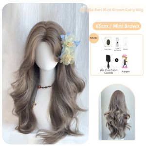 Korean Style Long Wavy Wig Light Brown