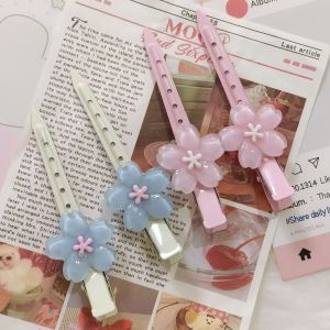 🔥Summer Ice Transparent Duckbill Clip Cherry Blossoms Long Hair Clip Girl Bangs Clip LovelylifeFu👍