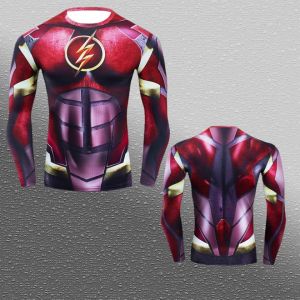 Hot Toys | Popular Series The Flash Characters Sports Fitness Wear Summer Autumn Breathable Long-sleeved T-shirt Family Matching Clothing