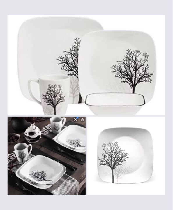 Corelle Square Timber Shadows 16Piece Dinnerware Set Lazada