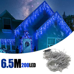 2PACK Holiday Christmas Icicle String Lights 6.5M 200LED 40Drops 8 Modes Plug in Waterproof for Wedding Party Home Garden