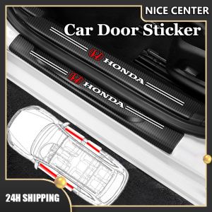 4pc/Set Car Door Side Step Sill Strip Carbon Fibre Leather Anti Scratch Protector Sticker Fiber for For Honda Civic/Toyota/Lexus/Mitsubishi