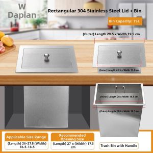 Invisible Stainless Steel Kitchen Waste Bin Cover Square