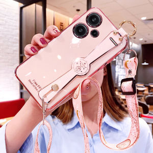 เคสโทรศัพท์ซิลิโคน Redmi Note13 pro พร้อมสายสะพายไหล่แบบสะพายข้างสำหรับผู้หญิง ป้องกันการตกหล่นแบบเต็มจอ ดีไซน์น่ารัก