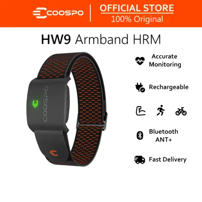 COOSPO HW9 Bluetooth 5.0 ANT+ Heart Rate Monitor Armband with HR Zones/Calories Burned Optical HRM Sensor for Fitness Training/Cycling/RunningCompatible with PelotonDDP YogaWahoo