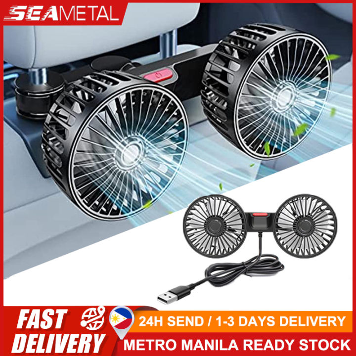SEAMETAL USB Car Fan MultiAngle Flexible Air Vent/Back Row Cooling Fan 3Speed Adjustment