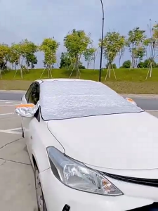 [All Size] Universal Half car cover outdoor protection Durable 3-layer thickened material car roof cover Front Windshield Sun Shade