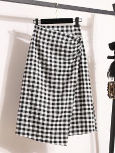 Váy Ngắn Kẻ Caro Chữ a Cỡ Lớn Mùa Hè 2025 Cho Nữ Cỡ Nhỏ Không Đều Che Bụng Váy Chữ a Phong Cách Hàn Quốc Váy Công Sở