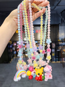 Princess Themed Luminous Necklace Bracelet Set for Girls Baby Birthday Gift Cute Cartoon Accessories Childrens Jewelry