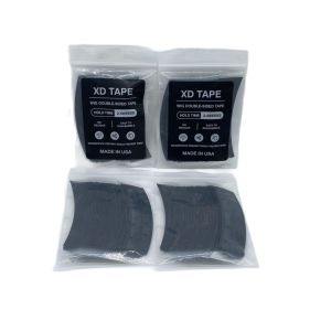 36 ชิ้น 7.6 ซม.* 2.2 ซม.สีดํา XD เทปสองด้านหลุมวิกผมลูกไม้ด้านหน้าเทป arc เทปสองด้านสําหรับ toupee วิกผมกาว