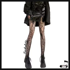 ถุงน่องตาข่าย ใยแมงมุม สีดำ ลายหัวกะโหลก ถุงน่องแฟชั่นฮาโลวีน คอสเพลย์ แม่มด HALLOWEEN