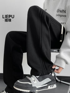 กางเกงกีฬาทรงหลวมสำหรับผู้ชาย กางเกงขายาวทรงตรง ผ้าขนแกะ ทรงหลวม ฤดูหนาว กางเกงขายาวลำลอง กางเกงขายาวทรงตรง กางเกงขายาวทรงตรง