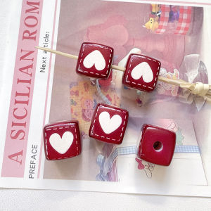 INS Fall and Winter Series Cute Rabbit Gingham Square Beads DIY Bracelet Beads of Necklace Mobile Phone Charm Accessories Material