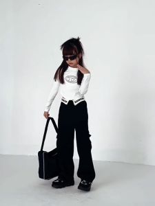 【Sweet Kids Deliver from Perak】Giris Long-sleeved T-shirt 2025 newfashion bottoming shirt short dancestyie top 2-10 years old