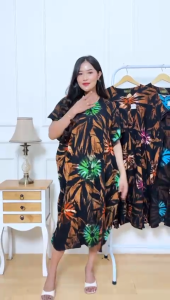 Daster Kalong Zarra Motif Jumputan Batik Sakura Pekalongan Baju Dress Piyama Rayon Wanita Tidur Bali Bumil Busui