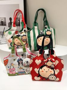 กระเป๋าผ้าใบลายเรือใบสุดน่ารัก กระเป๋าสะพายไหล่สำหรับวัยรุ่น กระเป๋าถือลายการ์ตูนสำหรับผู้หญิง กระเป๋าถือแบบมีซิปปิด กระเป๋าทรงหอย