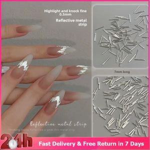 1 Bag Reflective Ultra-fine Metal Small Long Nail Art Night Shiny Silver Rivet Nail DIY Accessories