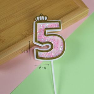 Birthday Cake Decoration Plugin Pink Moon Cloud Sparkle Heart Number One Two Children Baking Tag Ornament Festival Supplies