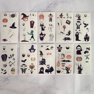 Halloween Glow-in-the-dark Tattoo Stickers Cartoon Spooky Pumpkin Ghost Witch Face Stickers Festival Party Temporary Tattoo Decals